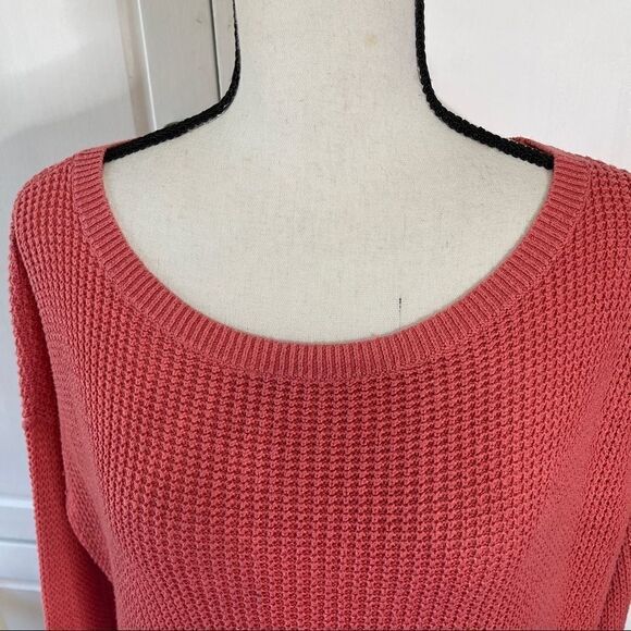 Hollister Scoop Neck Cotton Blend Orange Sweater-Small - Picture 2 of 10